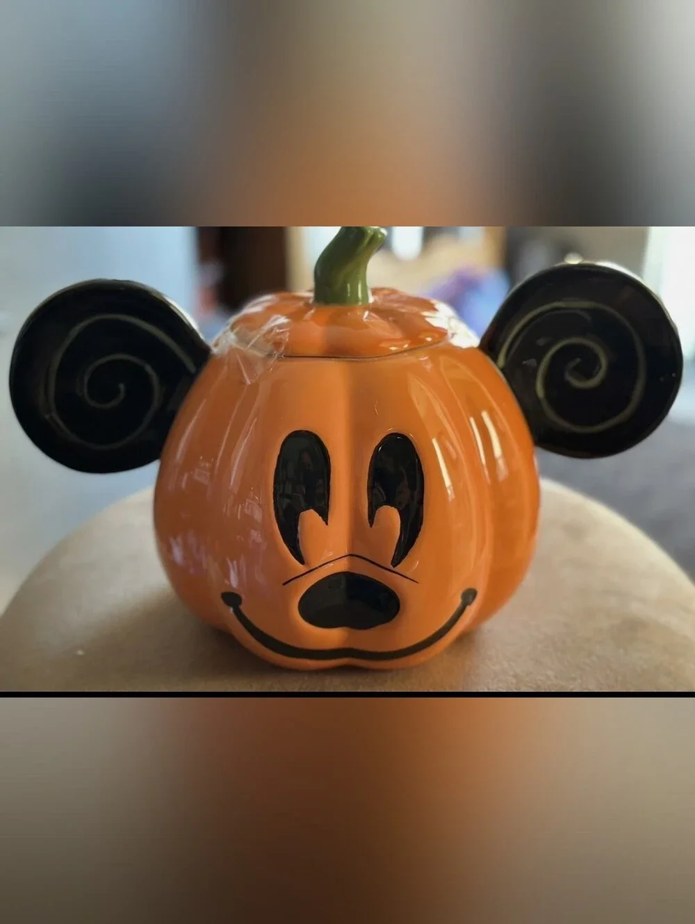 Disney Mickey Mouse Pumpkin Canister Cookie Jar jack o lantern Halloween